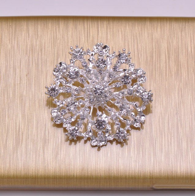 Large 50 mm Wedding Brooch With Crystal For Wedding Cards & Bride .
