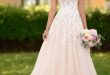 Romantic A-line Wedding Gown with Organic Leaf Pattern - Stella .
