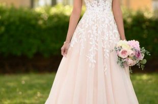 Romantic A-line Wedding Gown with Organic Leaf Pattern - Stella .