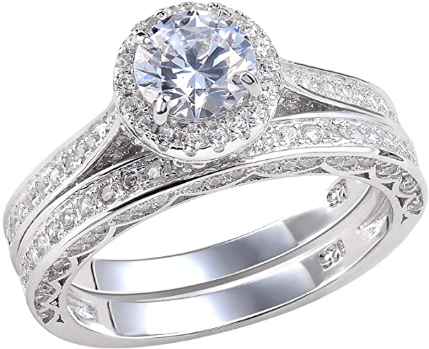 Amazon.com: Newshe Wedding Rings for Women Engagement Ring Set 925 .