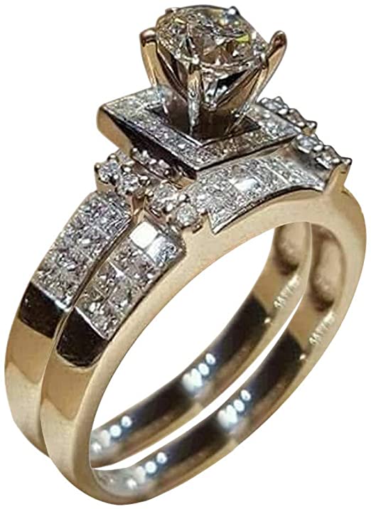 Amazon.com: Women Girls Wedding Engagement Rings Cuekondy 2-in-1 .