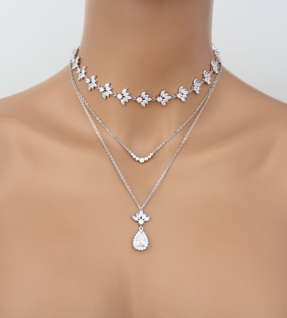 Layered Bridal necklace Bridal jewelry Layered choker necklace | Et