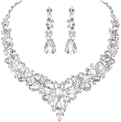 Amazon.com: Youfir Bridal Austrian Crystal Necklace and Earrings .