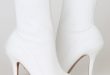Cute White Vegan Leather Boots - Sock Boots - Pointed-Toe Boo