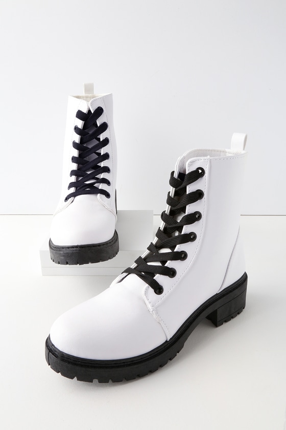 Cool White Boots - Combat Boots - Lace-Up Boo