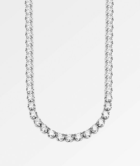 The Gold Gods 6mm Diamond Tennis 20" White Gold Chain Necklace .