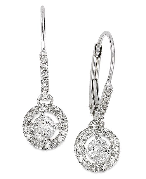 Macy's Diamond Round Drop Earrings in 14k White Gold, Yellow Gold .