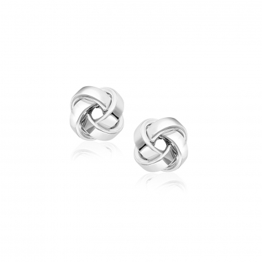 Classic Love Knot Stud Earrings in 14k White Gold - Virtual Spr
