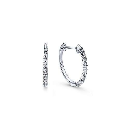 14kt White Gold 15mm Diamond Hoop Earrings - Freedman Jewele