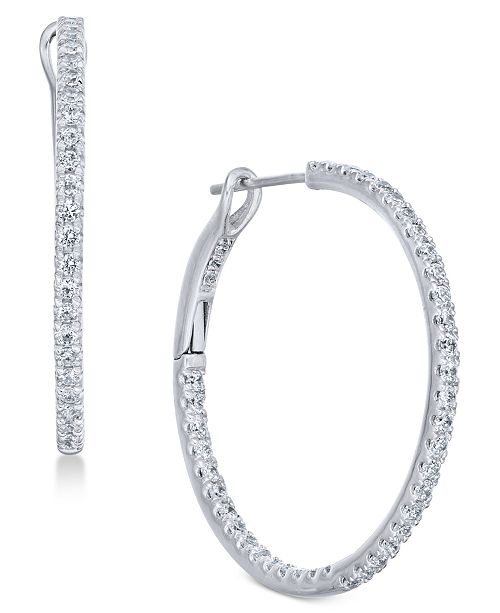 Macy's Diamond Hoop Earrings (1/2 ct. t.w.) in 14k White Gold .