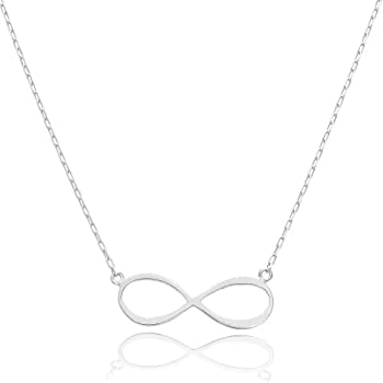 Amazon.com: 14K White Gold Forever Infinity Necklace (16 Inches .