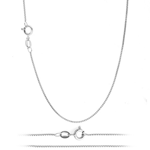 White Gold Plated Thin Box Chain Necklace for Pendants - ALL SIZES .