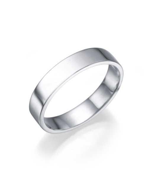 White Gold Wedding Ring - 3.9mm Flat Design by Shiree Odiz,