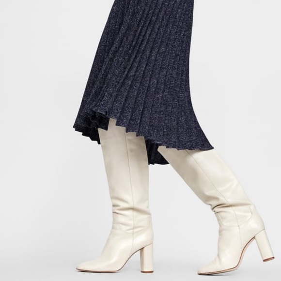 Zara Shoes | White Knee High Boots | Poshma