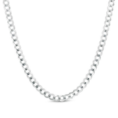 Men's 4.7mm Curb Chain Necklace in 14K White Gold - 24" | Mens .