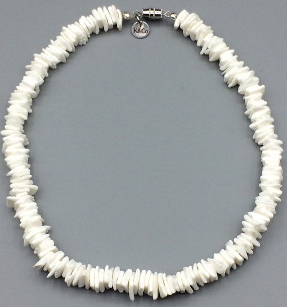 Genuine Unisex White Puka Shell Necklace Handcrafted Made To | Et