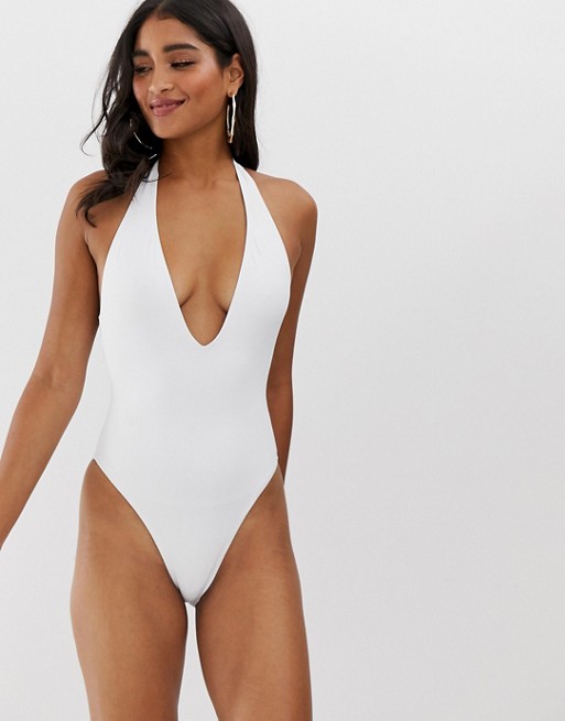 Missguided plunge swimsuits in white | AS