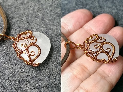 wire wrapping stone vintage pendant - How to make wire jewelry 145 .
