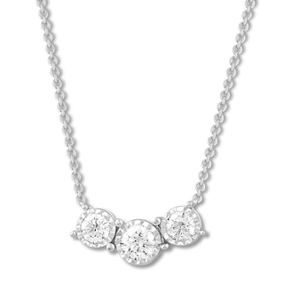 Three-Stone Diamond Necklace 1/4 ct tw Sterling Silver | Womens .