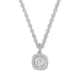 Diamond Necklace 1 ct tw Round-cut 14K White Gold | Womens .