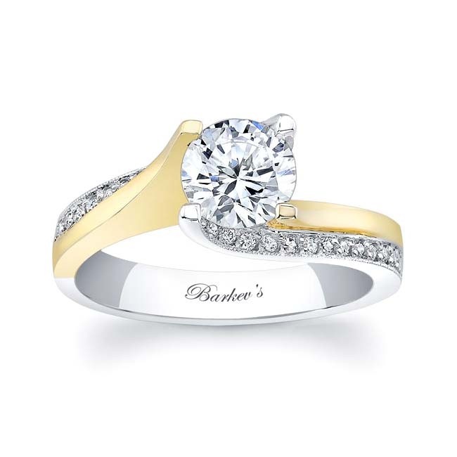Barkev's White & Yellow Gold Moissanite Engagement Ring MOI .