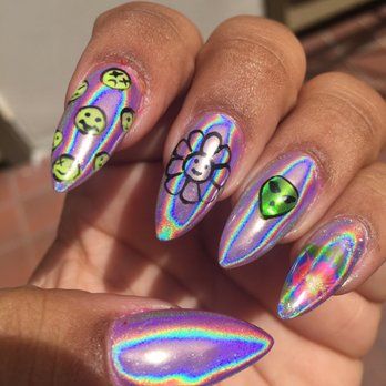 Pin by Lou on Nails | Alien nails, Nail art designs, Holographic nai