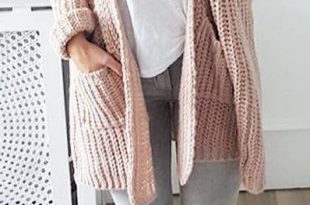 cute #outfits Pink Cardigan // White Top // Grey Destroyed Jeans .