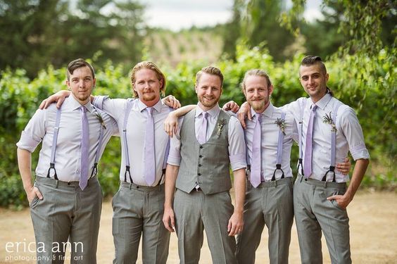 Cool Groomsmen Attire Grey And Purple Ideas - Beauty of Wedding .