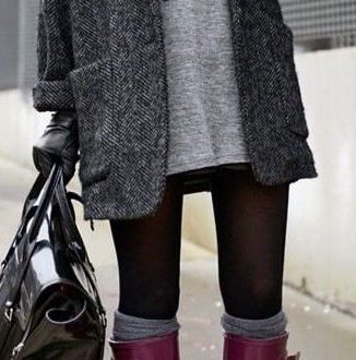 Dark Grey Tweed Coat | Cute rainy day outfits, Rainy day outfit .