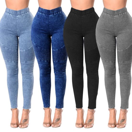 China Wholesale New Design Ladies High Waist Jeans Slim Denim .