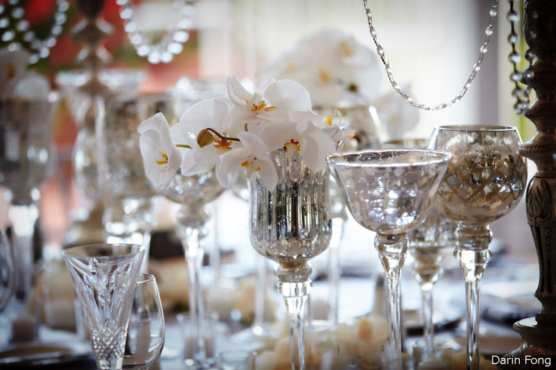 elegant wedding reception decor centerpiece vases Mercury Glass