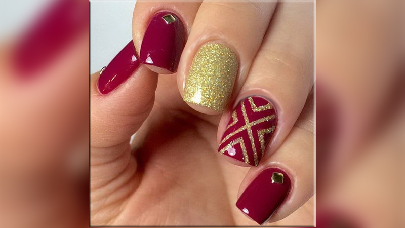 Dark red and gold nail art designs to spice up your beauty inspirati