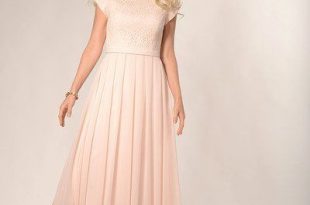 A modest lace bodice with a scoop neckline and cap petal sleeves .
