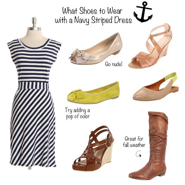 What Shoes to Wear with a Navy Striped Dress | Style Me Thrifty .