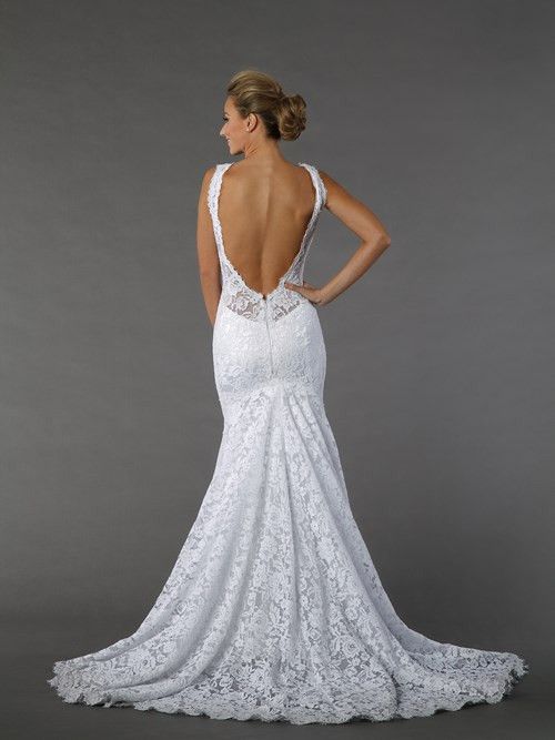 Pnina Tornai V-Neck Sheath Gown in Lace. This sheath gown features .