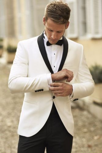 White Groom Tuxedos Men Wedding Suits