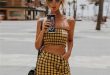 Summer Women's Fashion Hot Sale Bra Plaid Dress Bottom & Top – wenso