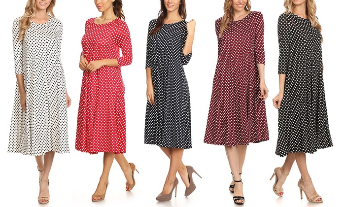 Up To 52% Off on Women's Polka Dot A-Line Dress | Groupon Goo