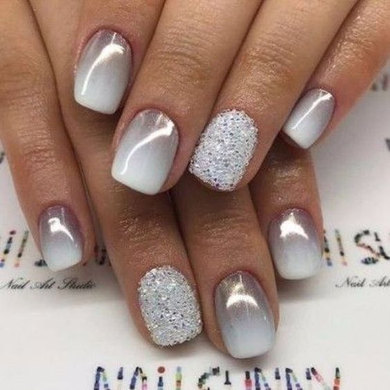 Grey Winter Gel Nails 
