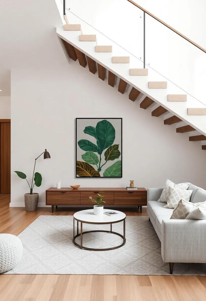 Transforming Under-Stairs Space: A Stylish Living Room Art Oasis