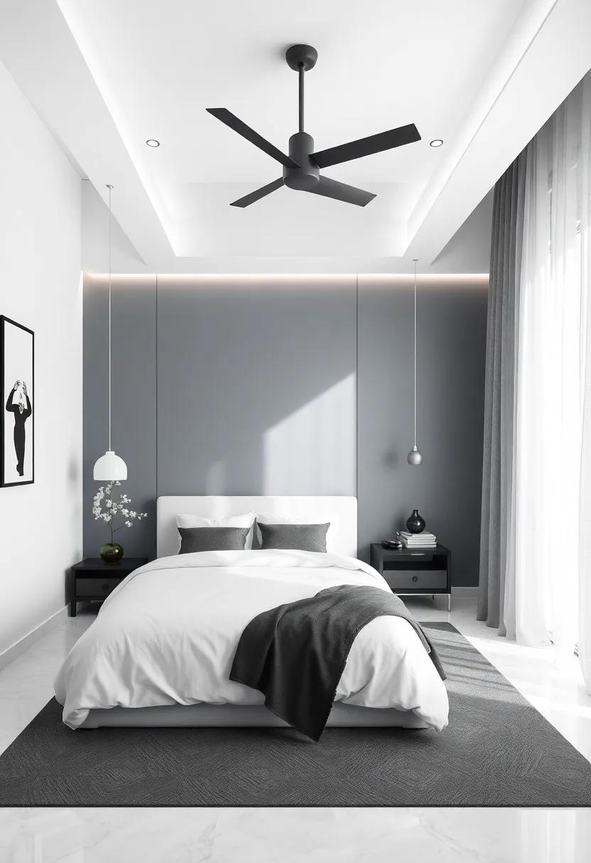 Timeless Beauty⁣ of Black and White Design in Bedroom Spaces