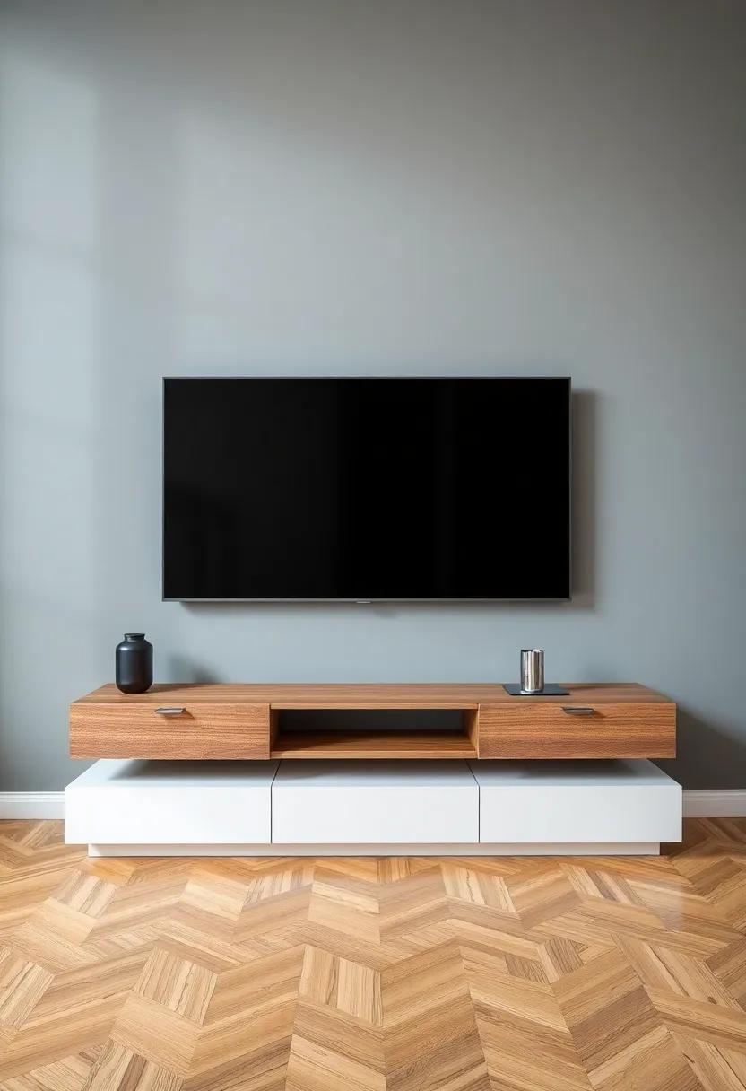 Mixing Textures: ⁤Combining wood and Metal for a Chic and Modern‌ Media Console Display