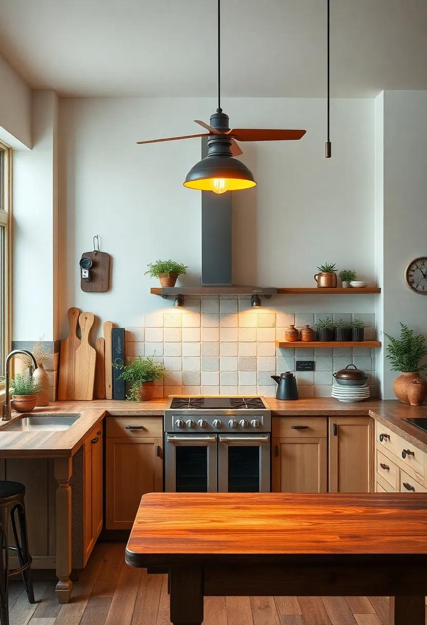 Warm​ Lighting Fixtures That Cast a Soft Glow‌ Over Rustic Kitchen⁤ Elements