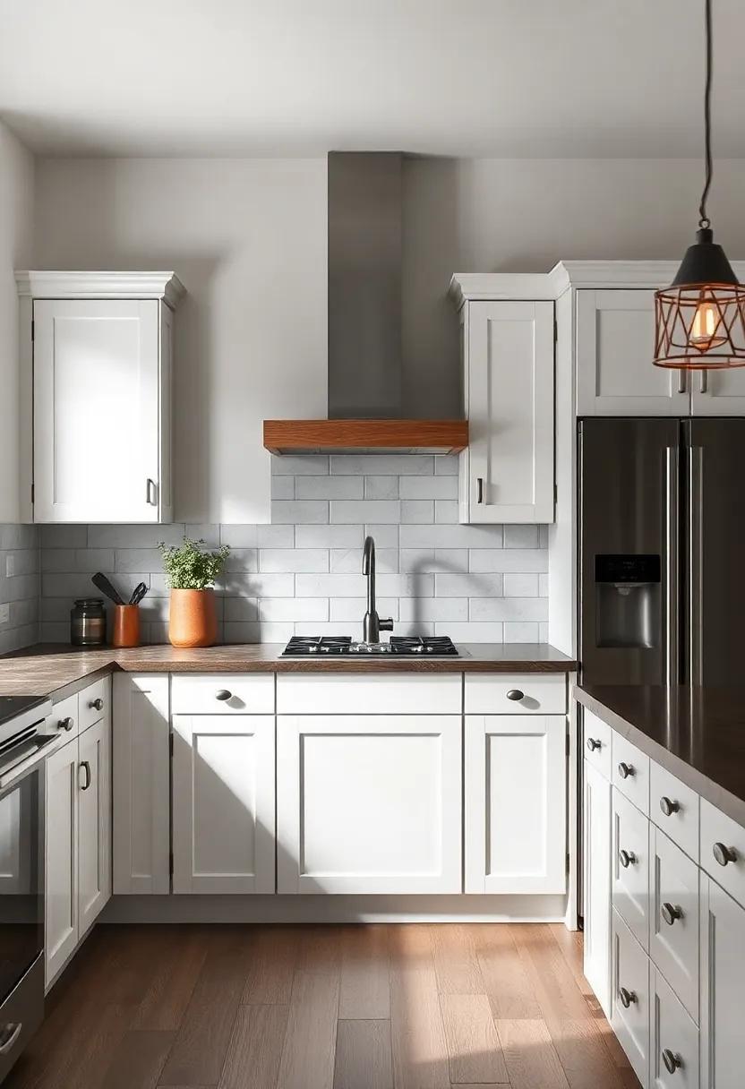 Creating Contrast: Dark Countertops and Rustic⁤ White⁤ Cabinets