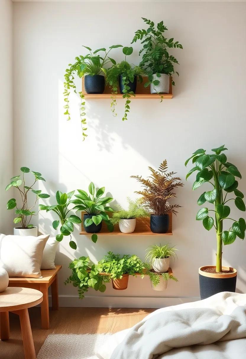 Decorative Vertical Gardens: ⁣Bringing Nature and Storage​ Together in small Bedrooms