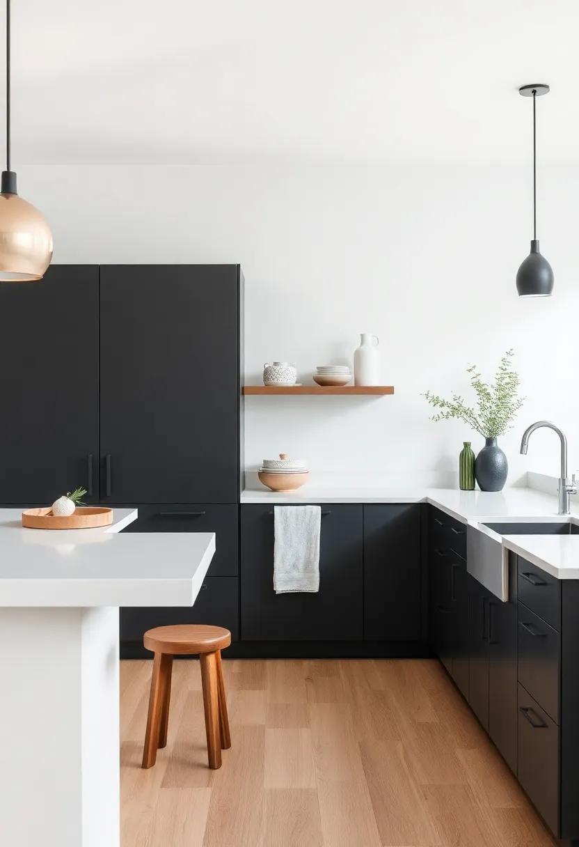 Balancing Black Cabinets with Neutral‌ Elements⁤ for serenity