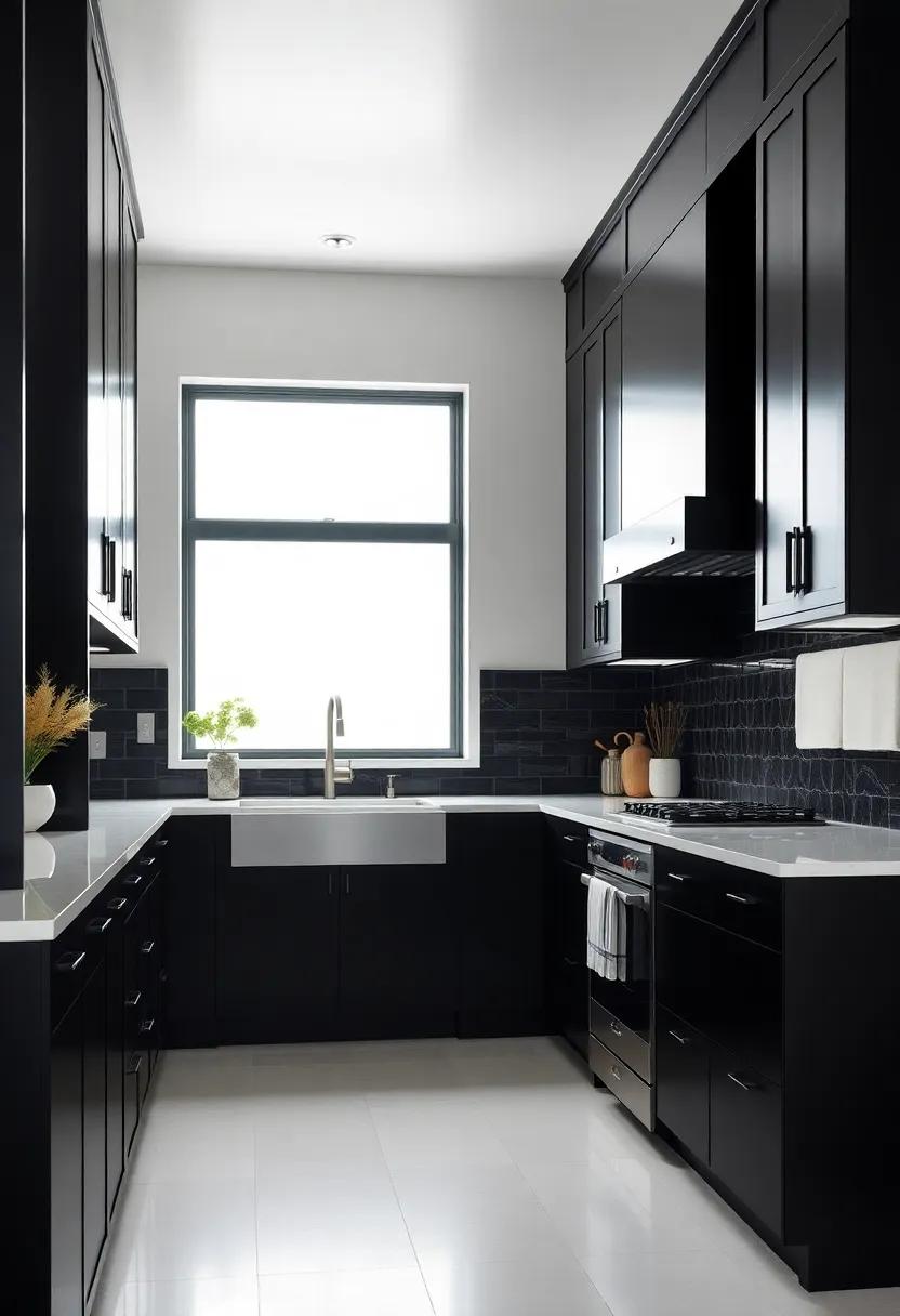 Making a Statement with Bold‍ backsplash Choices Against Black Cabinets