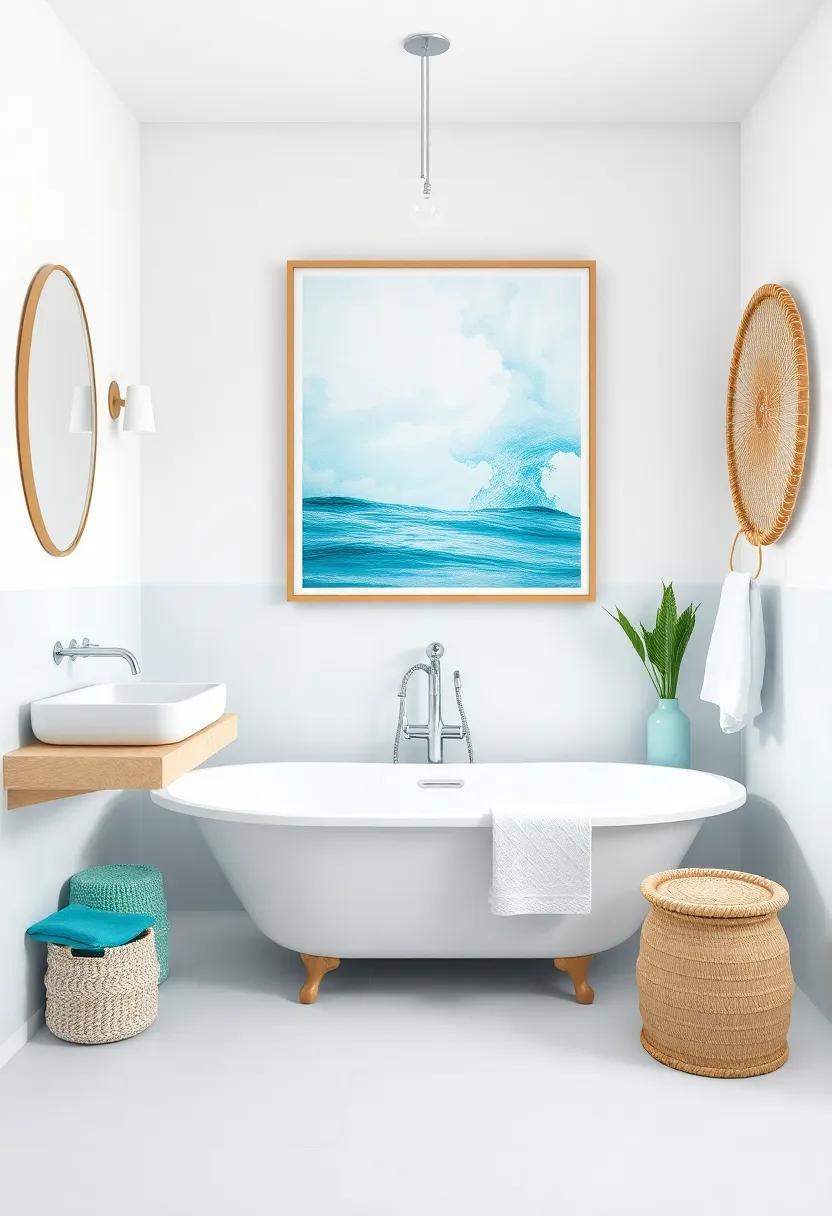 Incorporating Coastal Artwork with Turquoise Hues