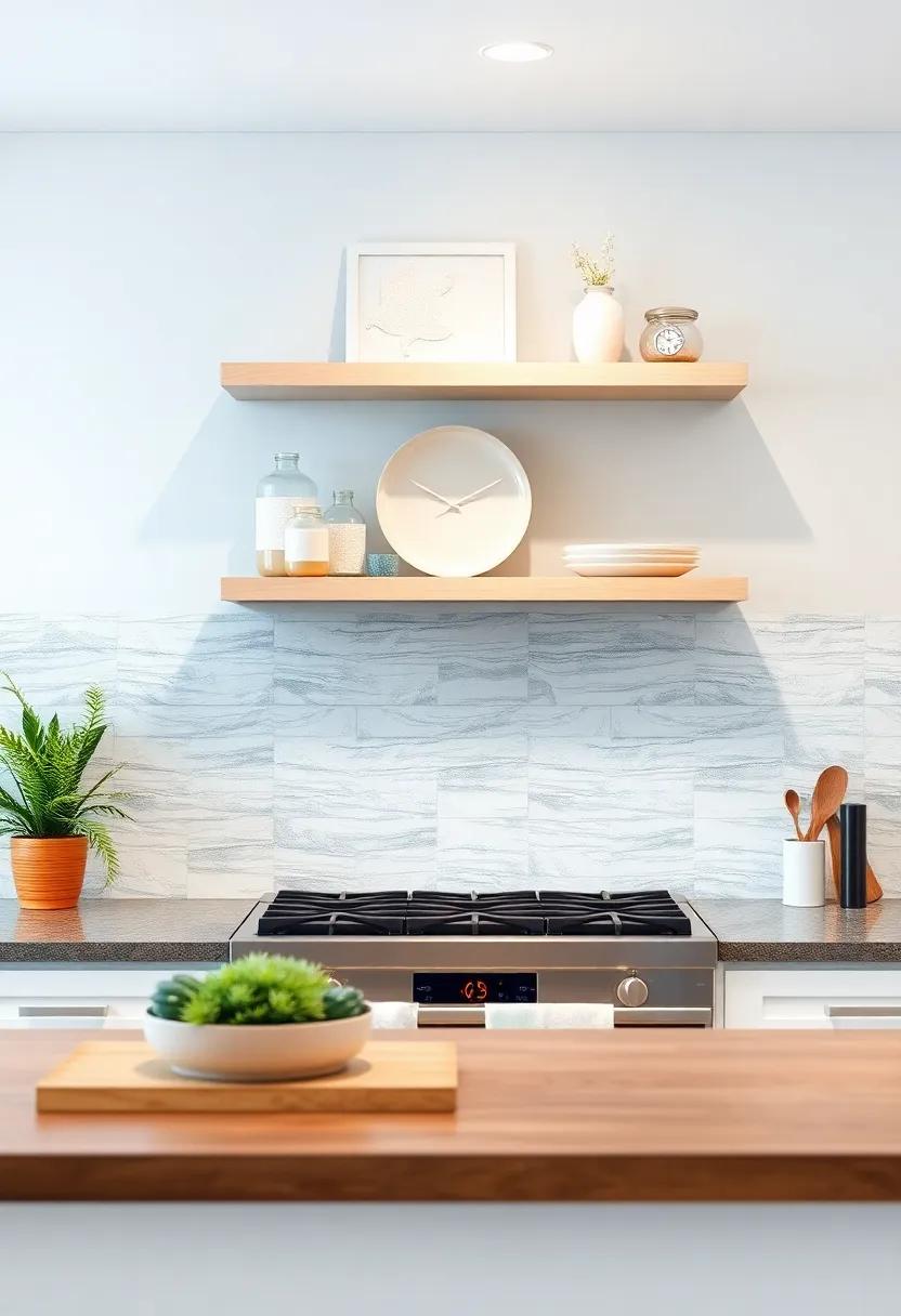 Floating shelves: Displaying Coastal Decor Above ⁢Your‍ Backsplash