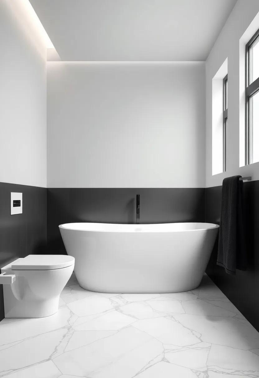 Chic Contrasts:⁢ black and White ⁤Themes‌ for Timeless Bathroom Style